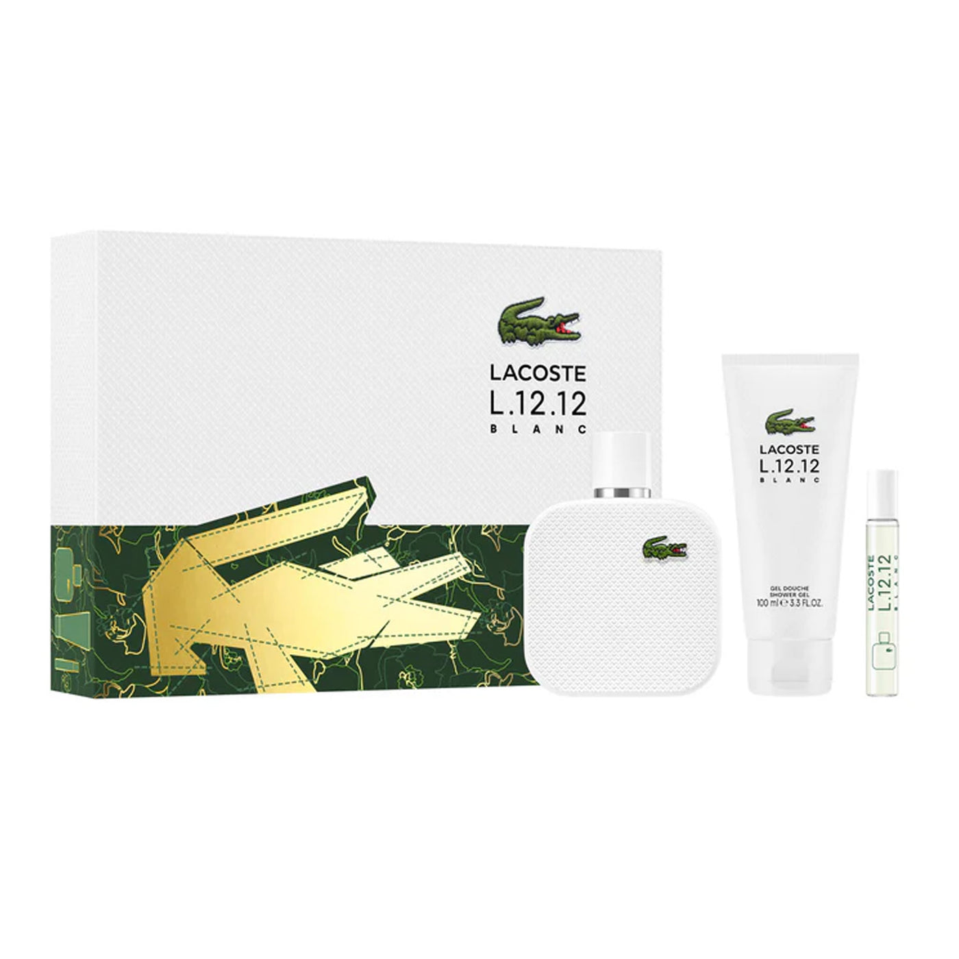 LACOSTE L.12.12 BLANC MEN 3S SET (EDT 100ML+7.5ML EDT +100 S/G)