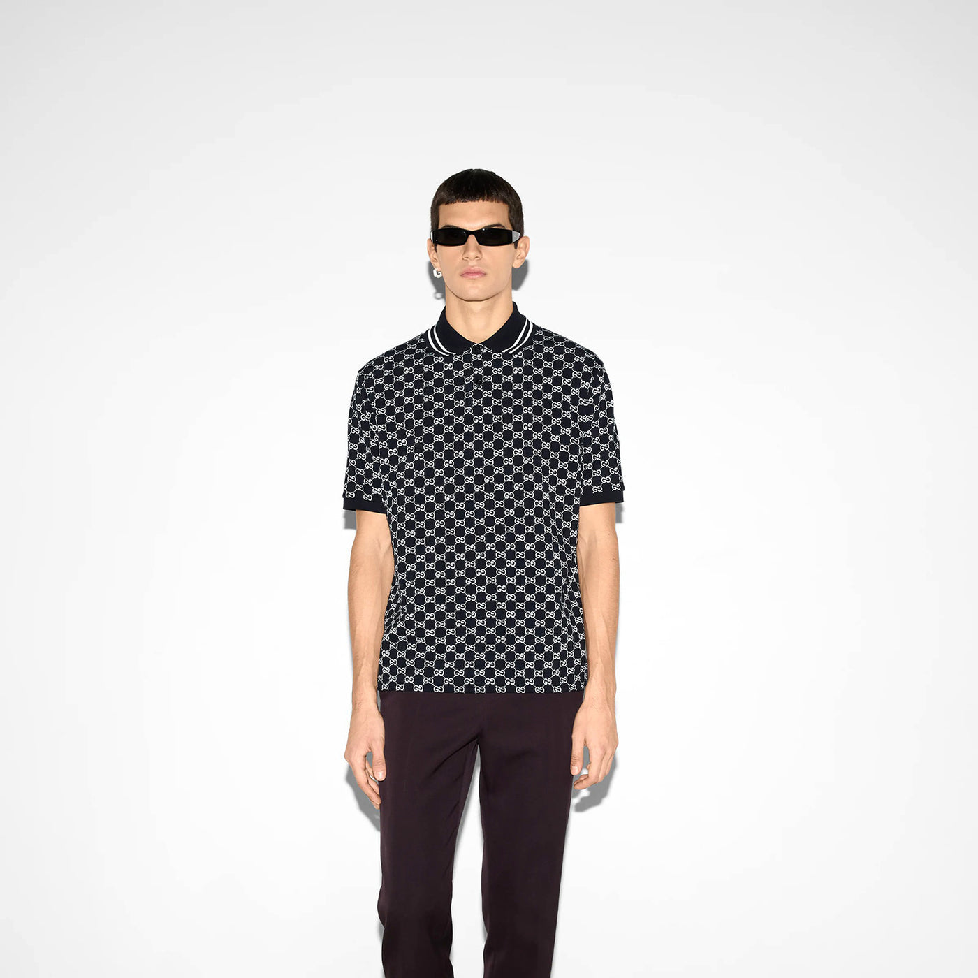 Gg Cotton Piquet Jacquard Polo Shirt