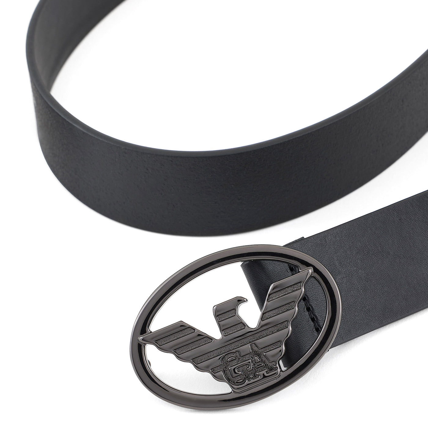 Smooth Leather Belt With Eagle Plate