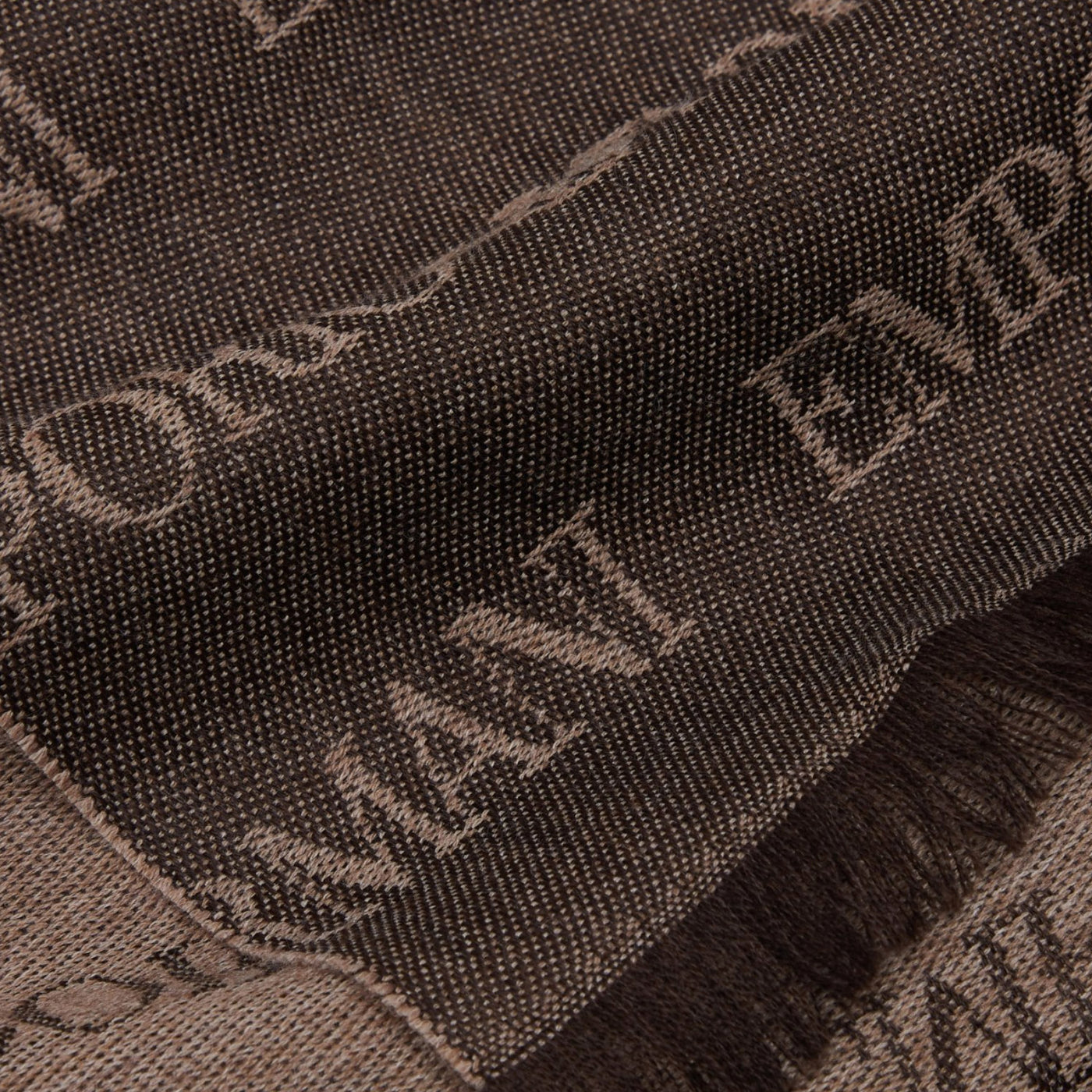 Virgin Wool Blend Scarf With Jacquard Lettering Logo And Fringes