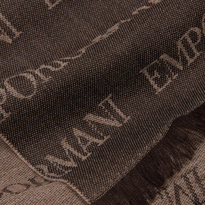 Virgin Wool Blend Scarf With Jacquard Lettering Logo And Fringes