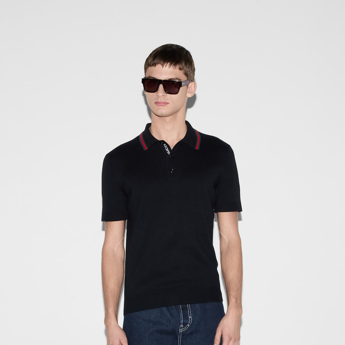 Gucci Silk Cotton Polo Shirt With Web