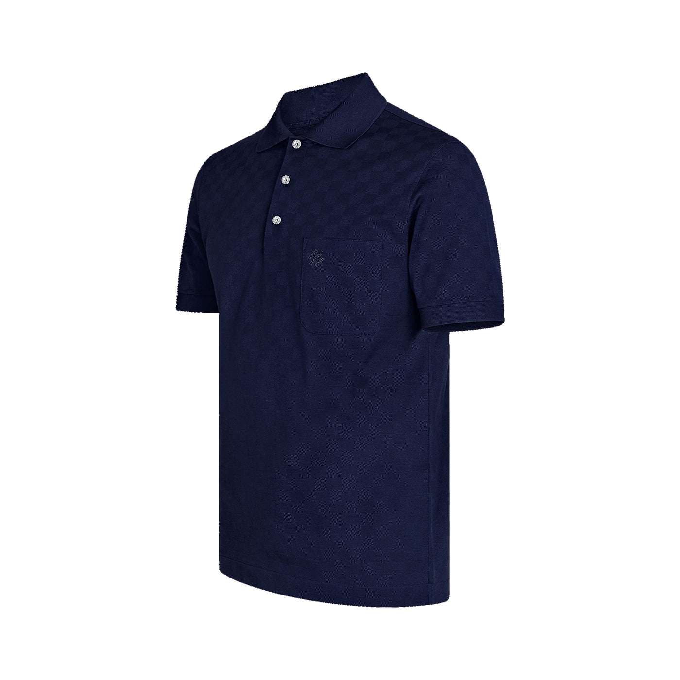 HALF DAMIER POCKET BLUE L/V MEN POLO