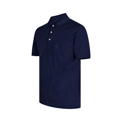 HALF DAMIER POCKET BLUE L/V MEN POLO