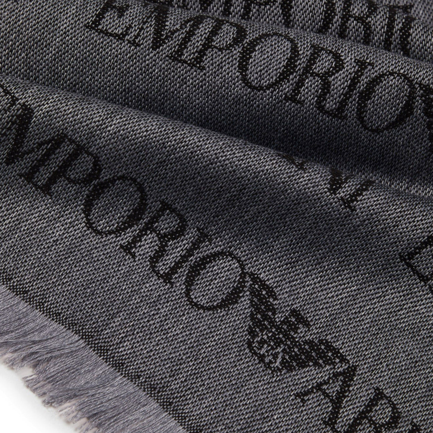 Virgin Wool Blend Scarf With Jacquard Lettering Logo And Fringes