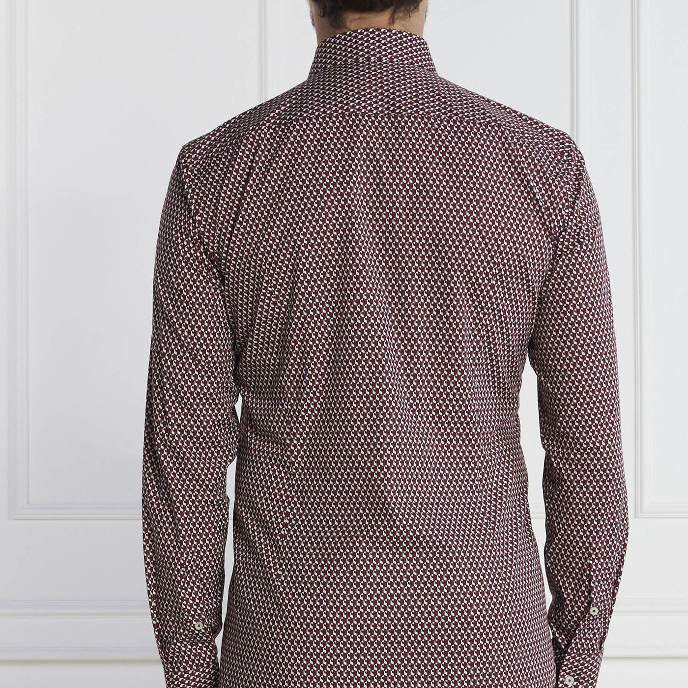 Slim-Fit Shirt In Geometric-Print Performance-Stretch Fabric