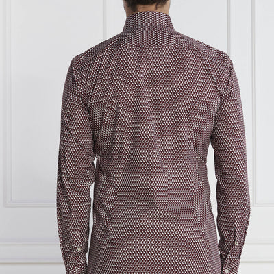 Slim-Fit Shirt In Geometric-Print Performance-Stretch Fabric