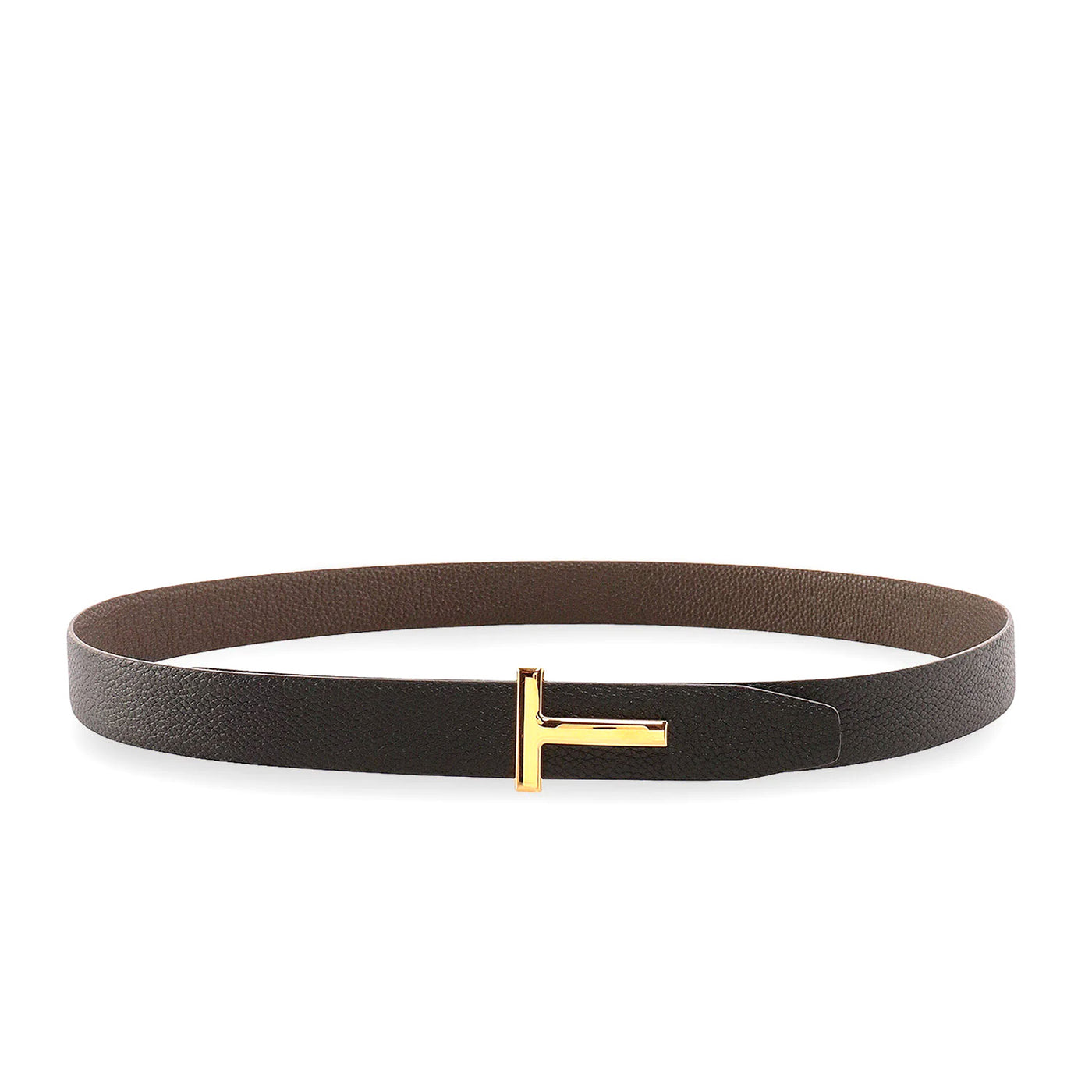 Tom Ford Grain Leather Ridge Buckle T Belt