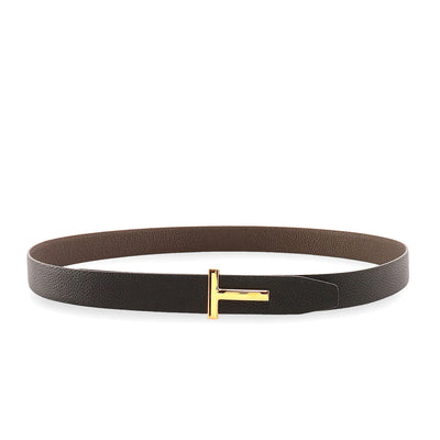 Tom Ford Grain Leather Ridge Buckle T Belt