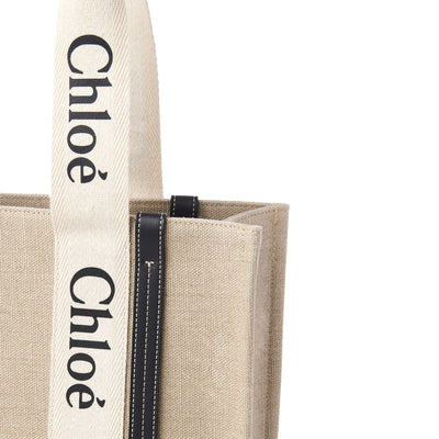 Chloe Woody Tote Bag In Linen
