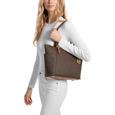Jet Set Logo Top-Zip Tote Bag