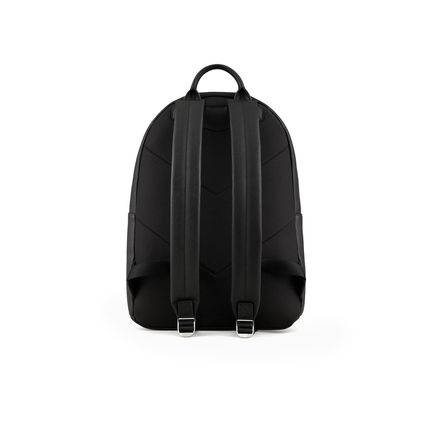 Asv Regenerated Saffiano Leather Round Backpack With Eagle Plate