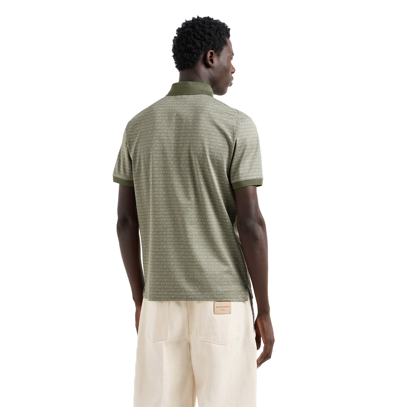 Jersey Polo Shirt With All-Over Jacquard Lettering
