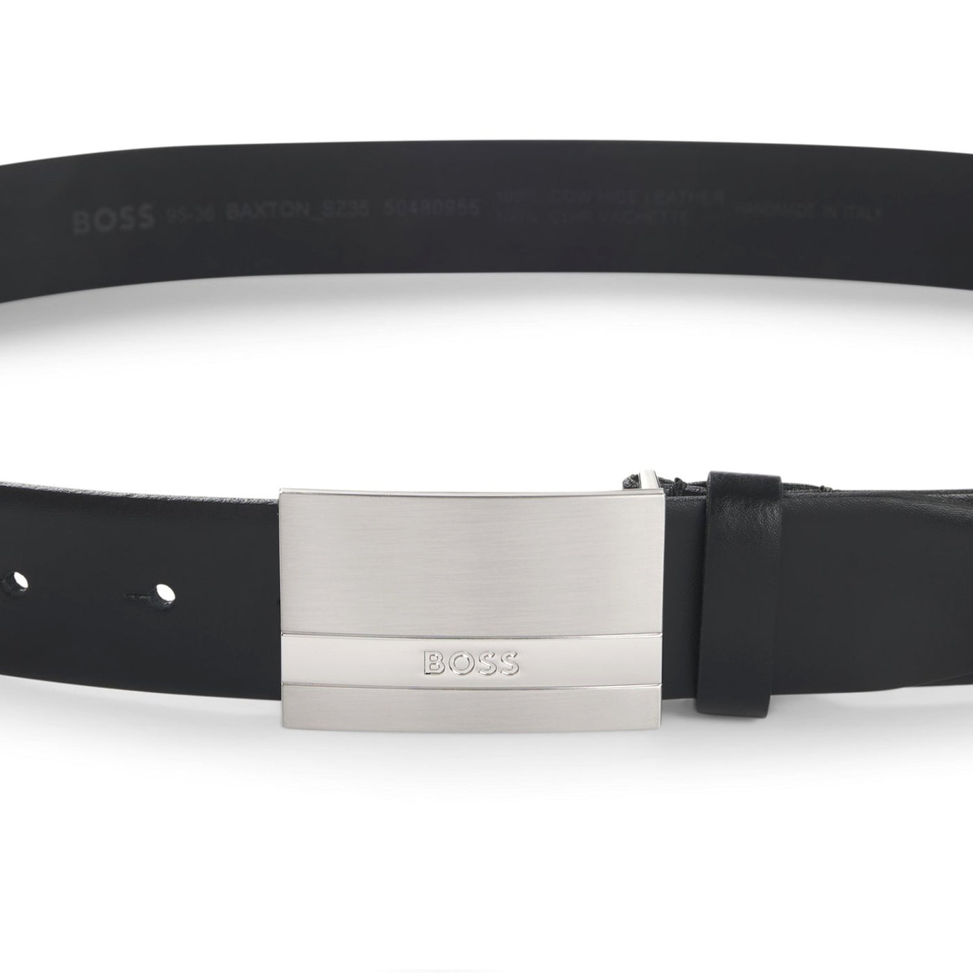 Italian-Leather Belt With Logo-Plaque Buckle