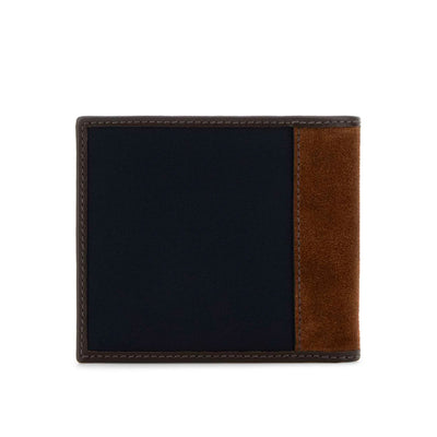 Prada Blue/Brown Nylon And Suede Bi-Fold Wallet