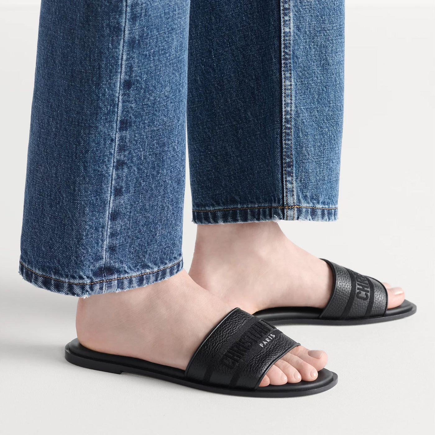 Christian Dior Dway Slide Black Grained Calfskin