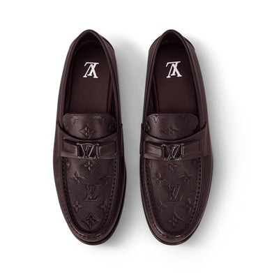 LV Major Loafer Monogram-Embossed Grained Calf Leather