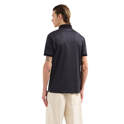 Jersey Polo Shirt With All-Over Jacquard Lettering