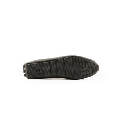 Pebbled Leather Driving Loafers With Stirrup Bar
