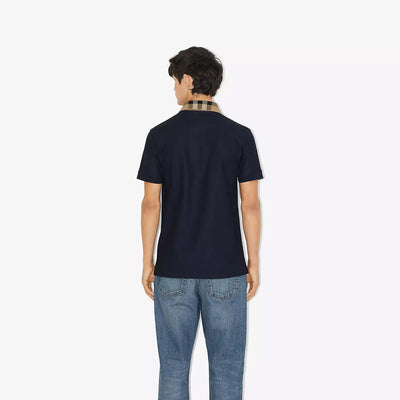 Burberry Check Collar Cotton Polo Shirt