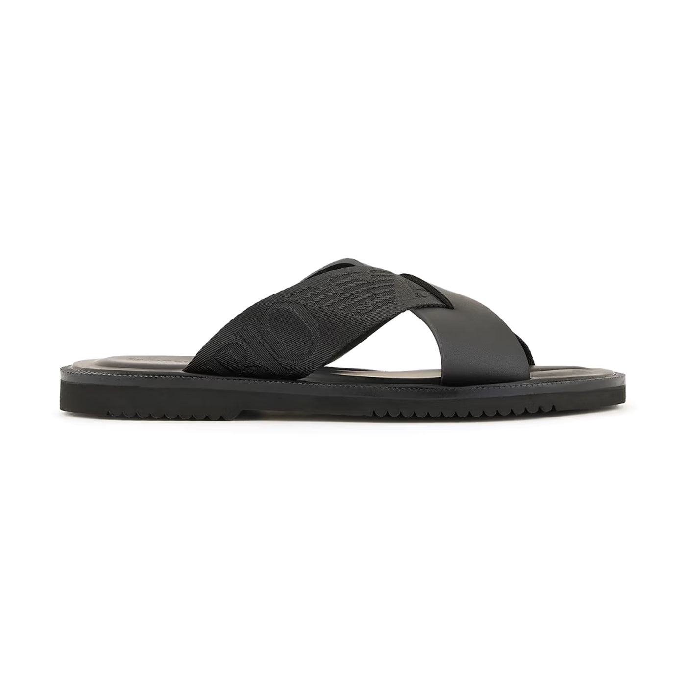 Leather Cross-Over Sandals With Logo Tape