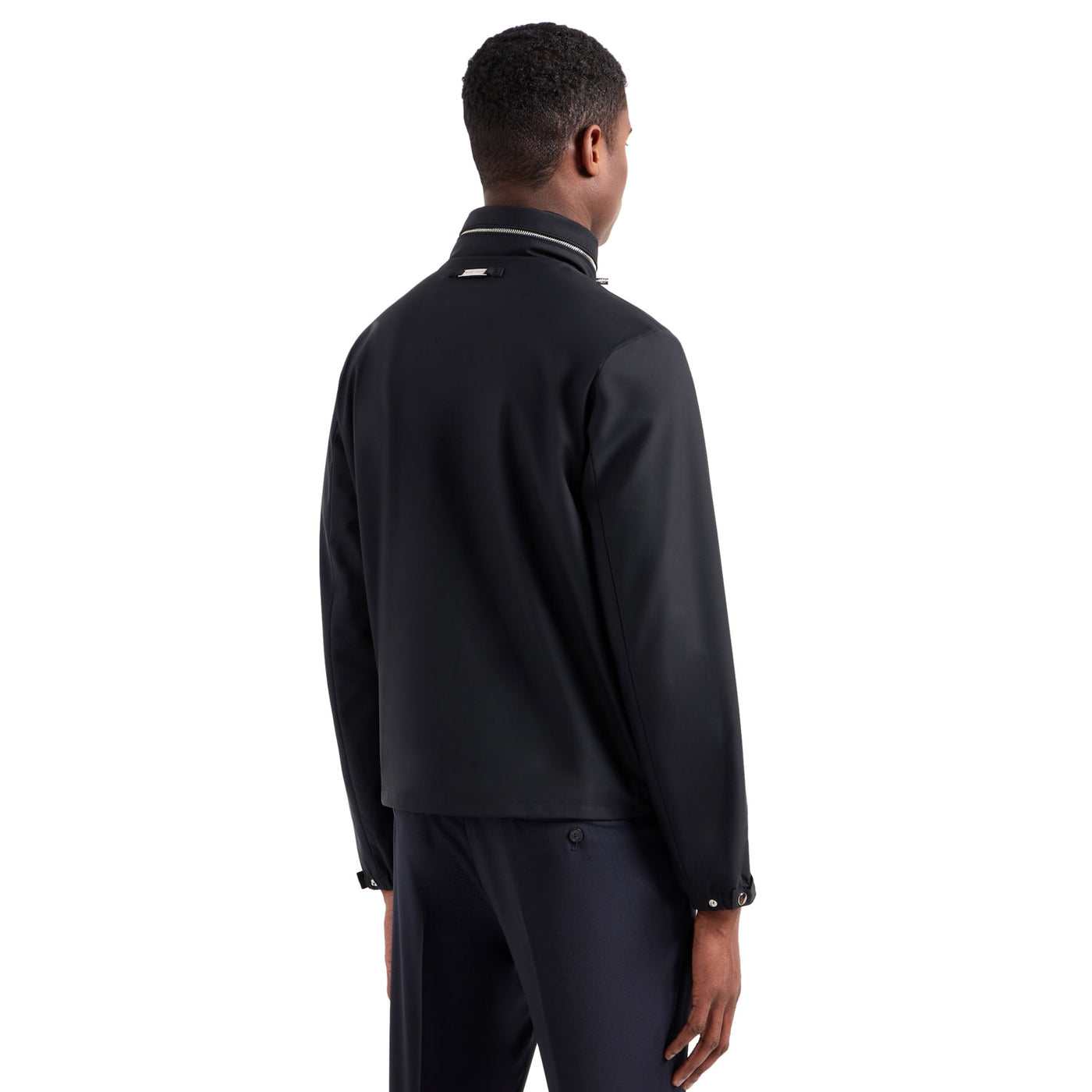 Full-Zip Nylon Blouson With Stowaway Hood