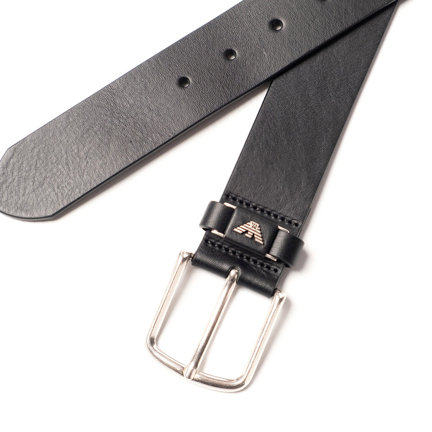 Tumbled-Leather Belt With Oversized Logo Lettering