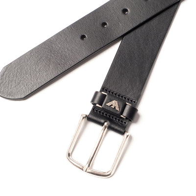 Tumbled-Leather Belt With Oversized Logo Lettering
