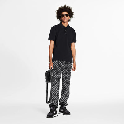 HALF DAMIER POCKET BLACK L/V MEN POLO