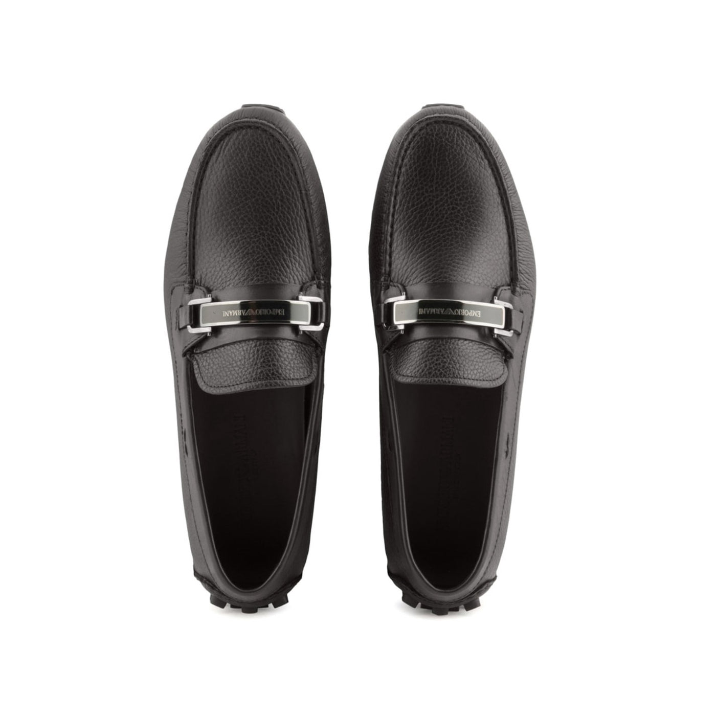 Pebbled Leather Driving Loafers With Stirrup Bar