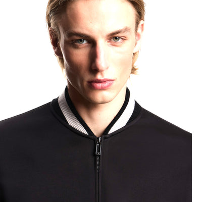 Double-Jersey Zip-Up Sweatshirt With Bomber Jacket Collar And Eagle Patch