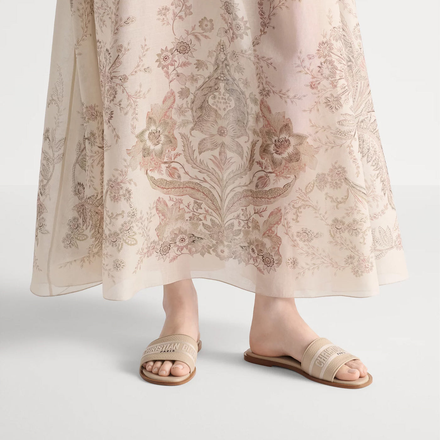 Dior Dway Slide Powder Beige Grained Calfskin