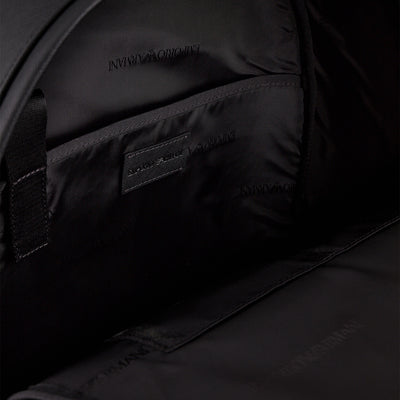Asv Regenerated Saffiano Leather Round Backpack With Eagle Plate