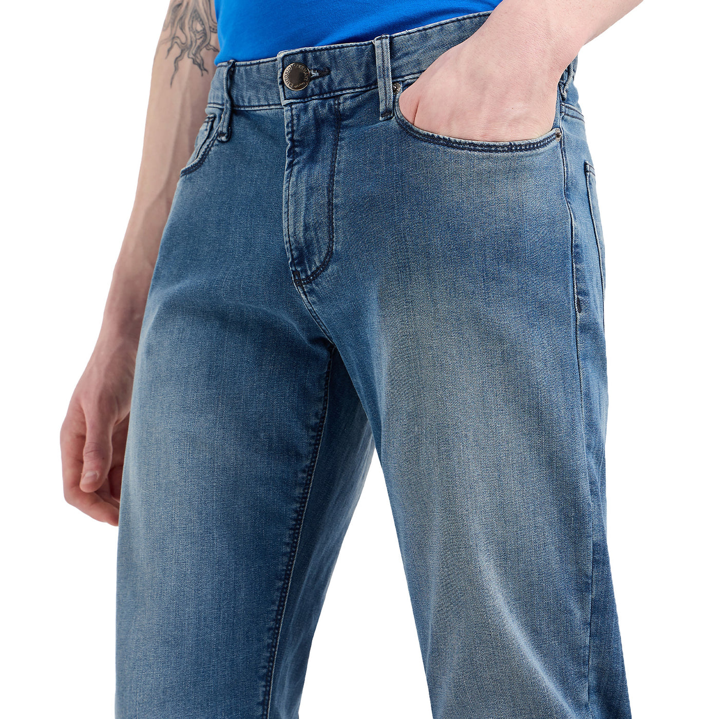 J75 Slim-Fit, Stone-Washed Denim Jeans With Fleece Lining