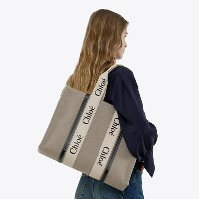 Large Woody Tote Bag In Linen