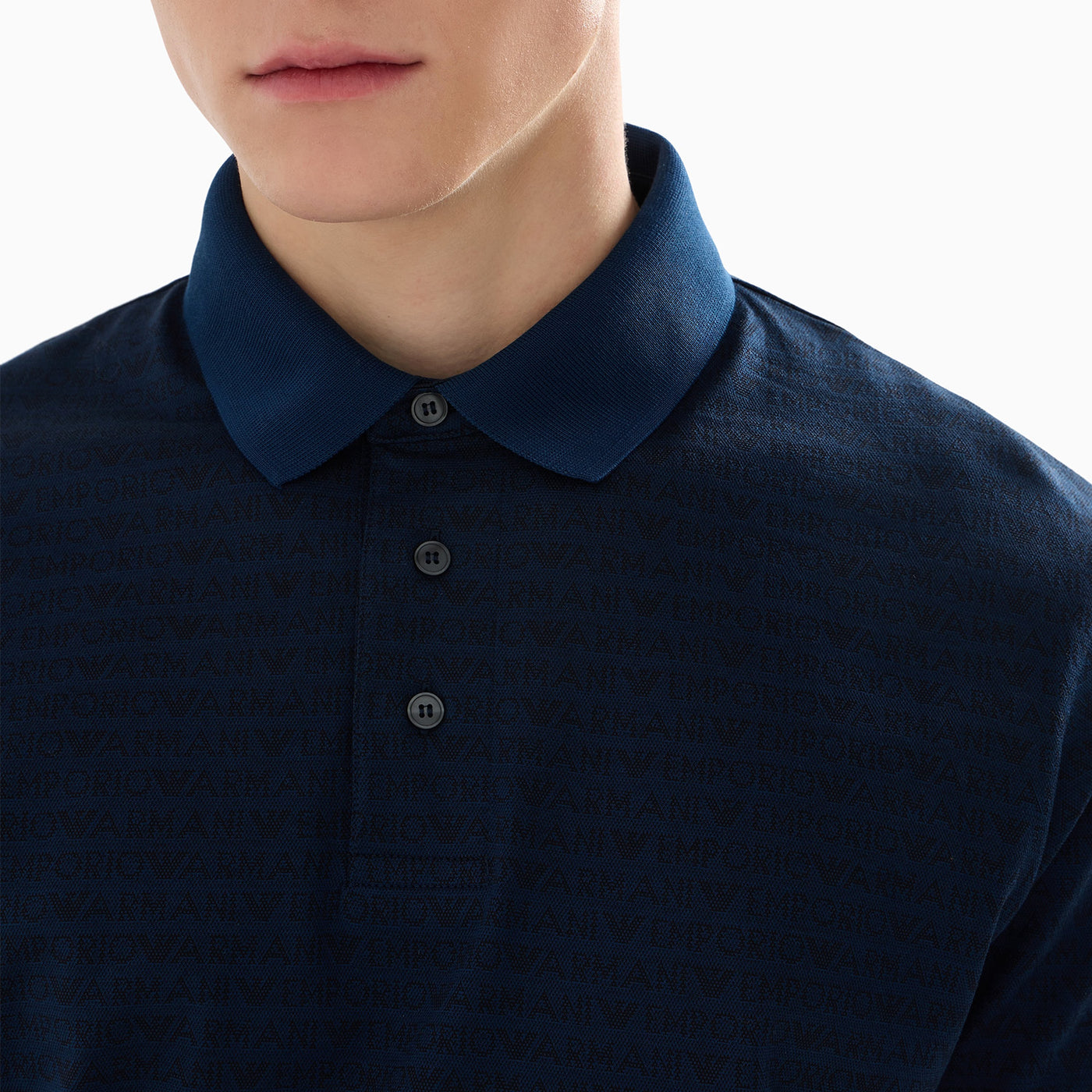 Jersey Polo Shirt With All-Over Jacquard Lettering