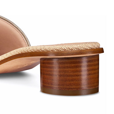 Dior Dioriviera Dway Heeled Slide Natural Raffia And Beige Embroidered Cotton