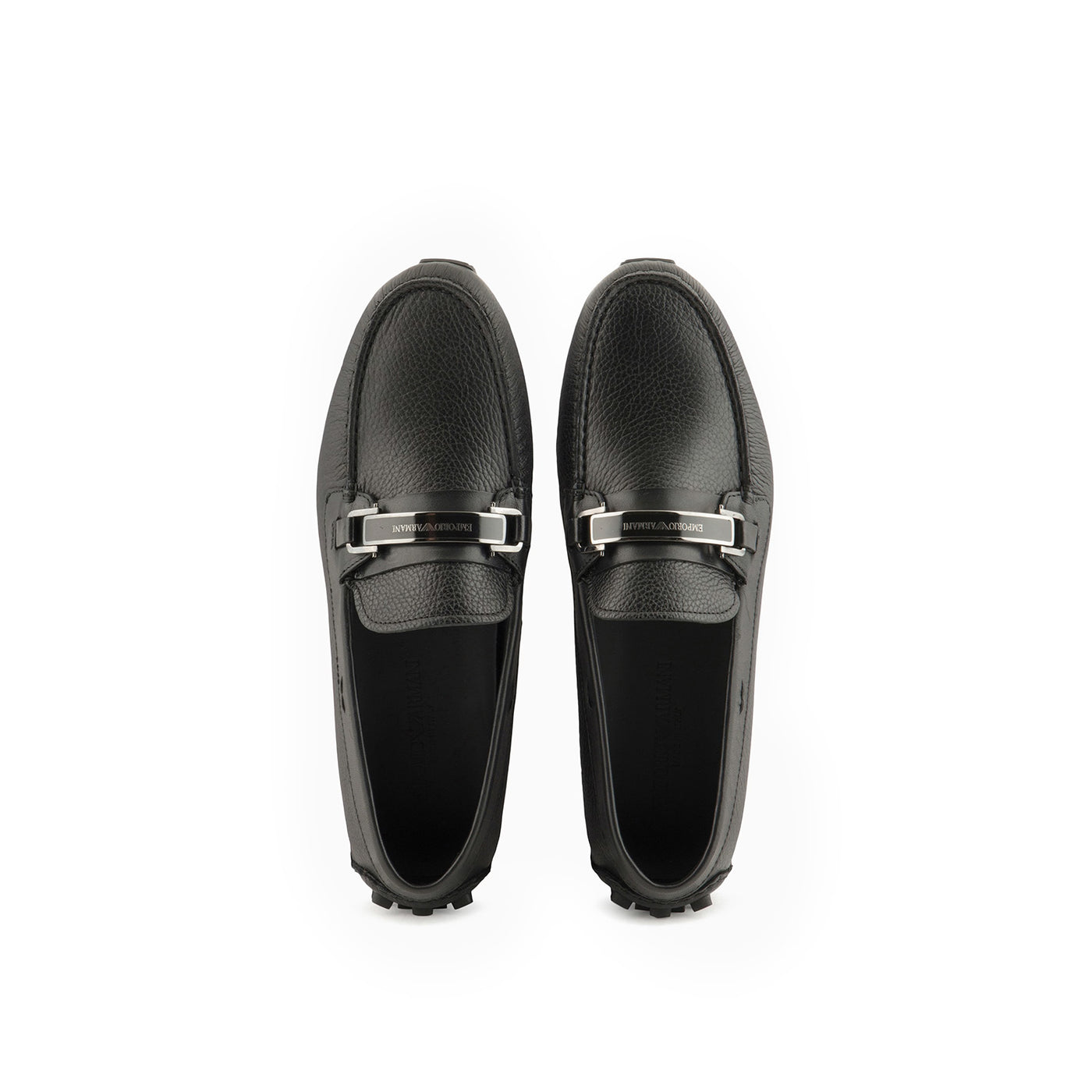 Pebbled Leather Driving Loafers With Stirrup Bar