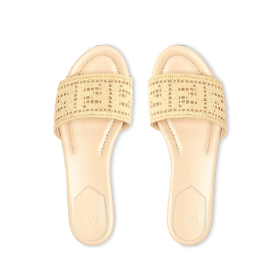 Fendi Sunshine mesh slides with raffia FF embroidery