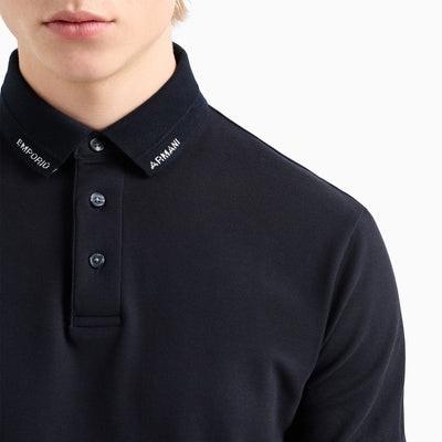 Jersey Polo Shirt With Logo Collar