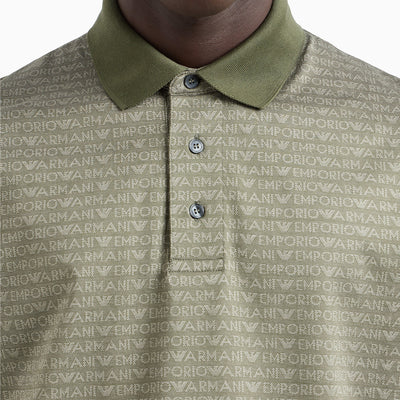 Jersey Polo Shirt With All-Over Jacquard Lettering