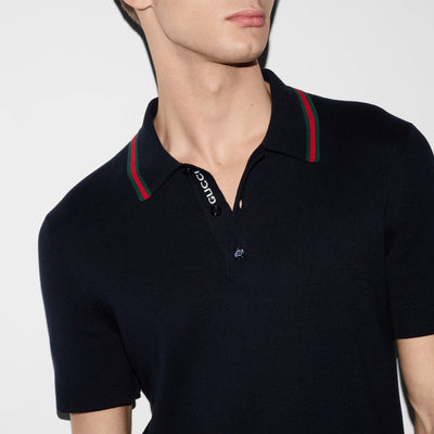 Gucci Silk Cotton Polo Shirt With Web