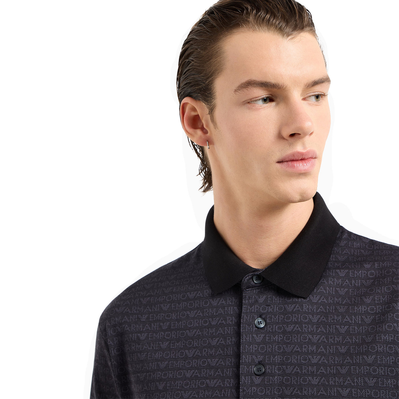 Jersey Polo Shirt With All-Over Jacquard Lettering