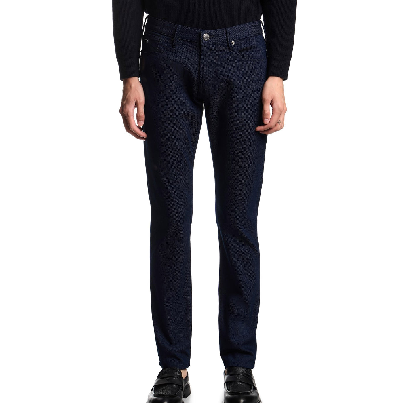 J06 Slim-Fit, Micro Polka-Dot Denim Jeans