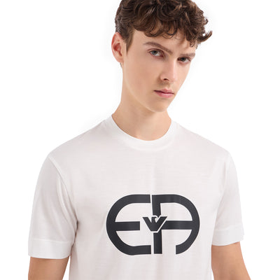 Lyocell-Blend Jersey T-Shirt With Oversized Ea Logo