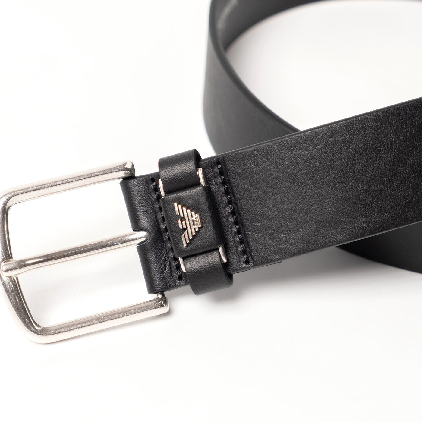 Tumbled-Leather Belt With Oversized Logo Lettering