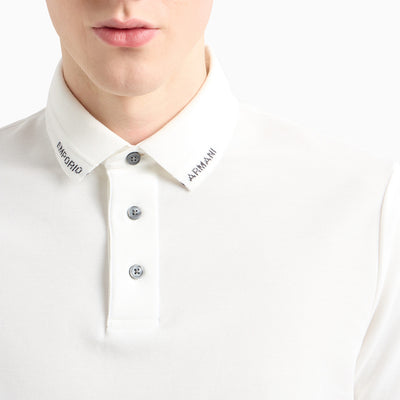 Jersey Polo Shirt With Logo Collar