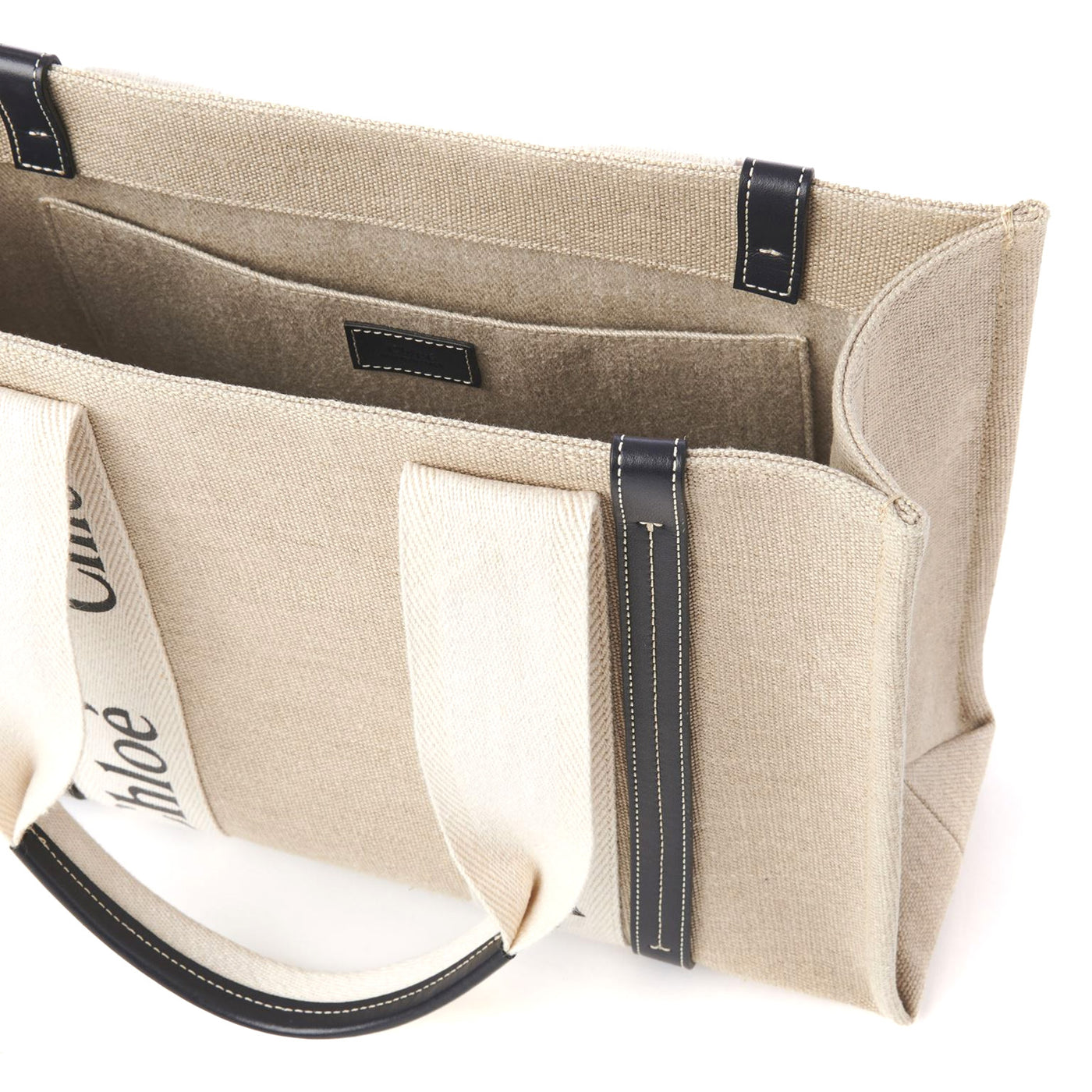 Chloe Woody Tote Bag In Linen
