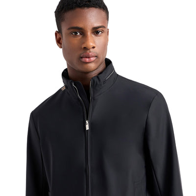 Full-Zip Nylon Blouson With Stowaway Hood