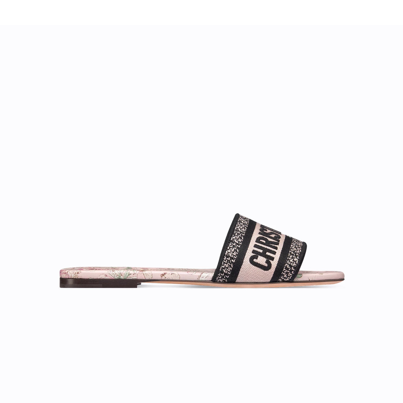 Dior Dior Lucky Dway Slide Embroidered Cotton And White Multicolor Flowers Calendar Allover Motif